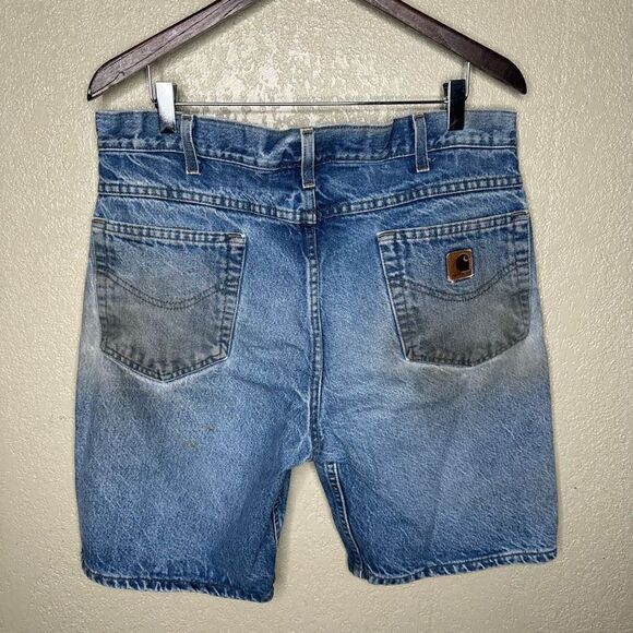 VTG Carhartt Carpenter Denim Shorts Jorts Size 36 - Picture 3 of 4